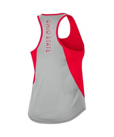 Women's Scarlet Ohio State Buckeyes Sachs 2-Hit Scoop Neck Racerback Tank Top Scarlet $15.58 Tops