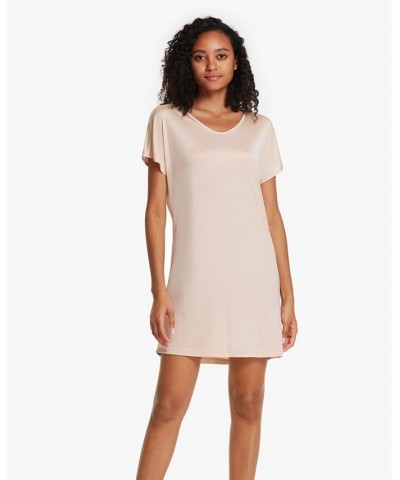 T-shirt Style Silk-Knit Sleep Dress for Women Tan/Beige $57.12 Sleepwear