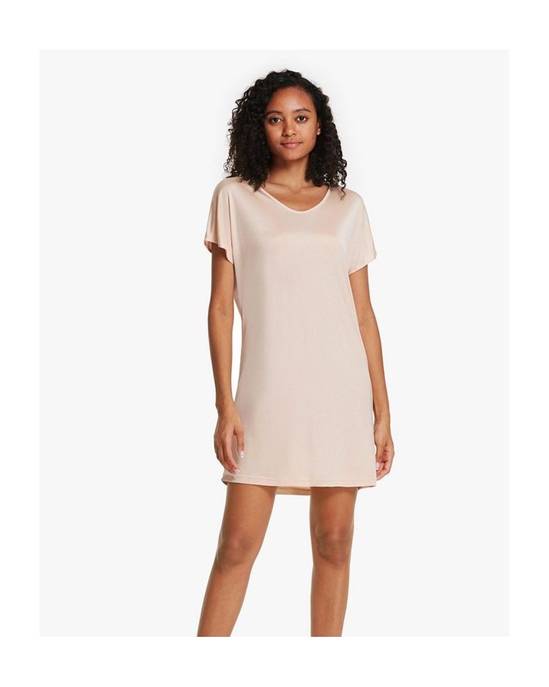 T-shirt Style Silk-Knit Sleep Dress for Women Tan/Beige $57.12 Sleepwear