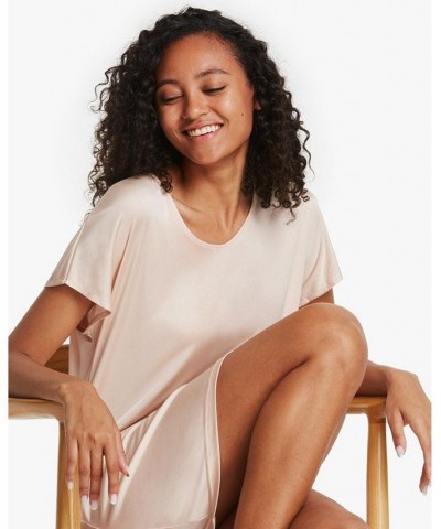 T-shirt Style Silk-Knit Sleep Dress for Women Tan/Beige $57.12 Sleepwear