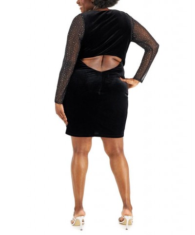 Trendy Plus Size Velvet Bodycon Dress Black $20.40 Dresses