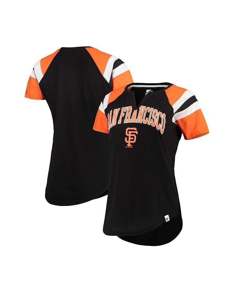 Women's Black Orange San Francisco Giants Game On Notch Neck Raglan T-shirt Black, Orange $25.19 Tops