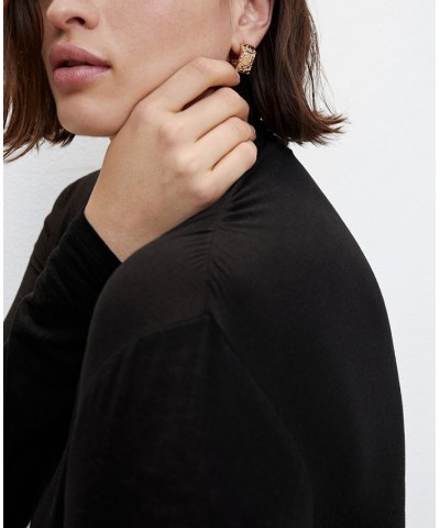 Women's Turtleneck Long-Sleeved T-shirt Black $21.59 Tops