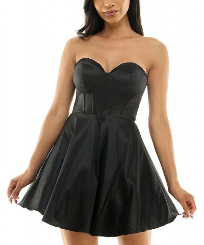 Juniors' Bustier Ruffle Party Dress Black $47.17 Dresses