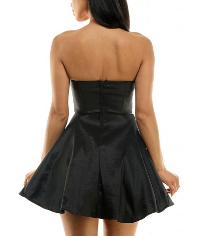 Juniors' Bustier Ruffle Party Dress Black $47.17 Dresses