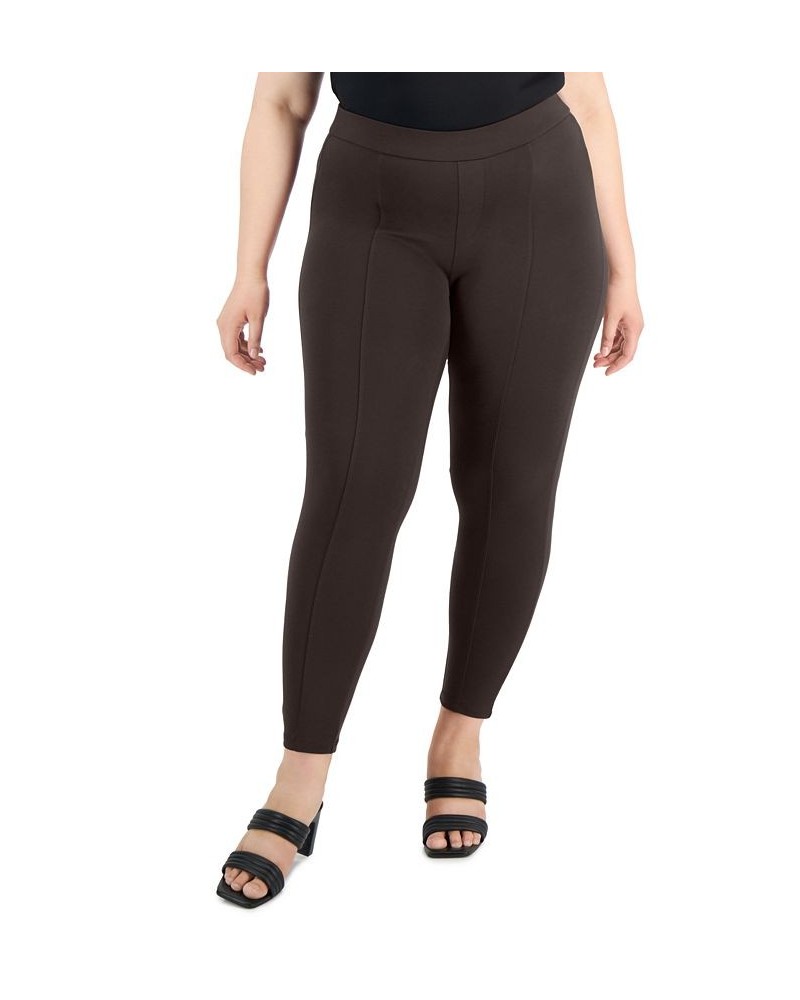 Plus Size Ponté-Knit Pull-On Pants Brown $14.21 Pants