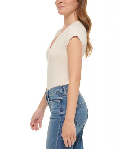 Women's Cap-Sleeve V-Neck Bodysuit Birch $15.16 Tops