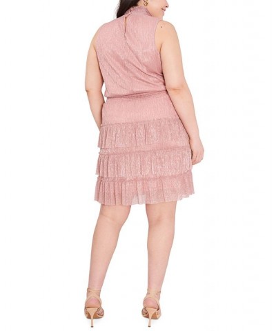 Plus Size Metallic Smocked-Waist Dress Mauve $47.96 Dresses