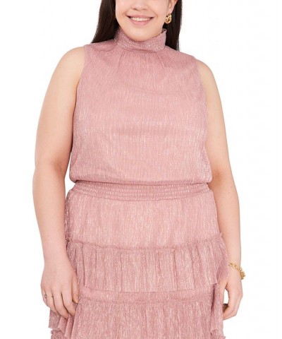 Plus Size Metallic Smocked-Waist Dress Mauve $47.96 Dresses