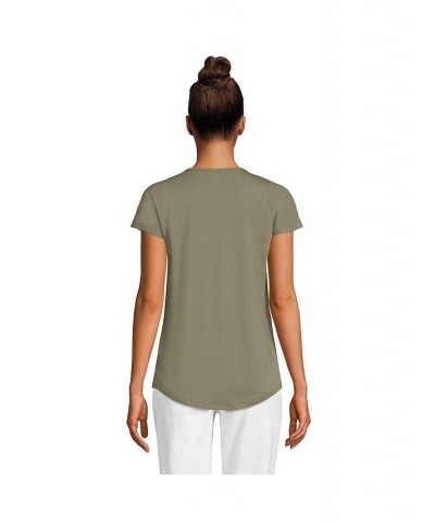 Women's Short Sleeve Lightweight Uneck Tshirt Sunwashed olive $17.46 Tops