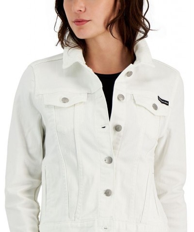 Women's Denim Trucker Jacket White $26.83 Jackets