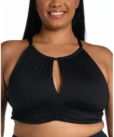 Plus Size Keyhole-Cutout Swim Top Black $45.76 Swimsuits