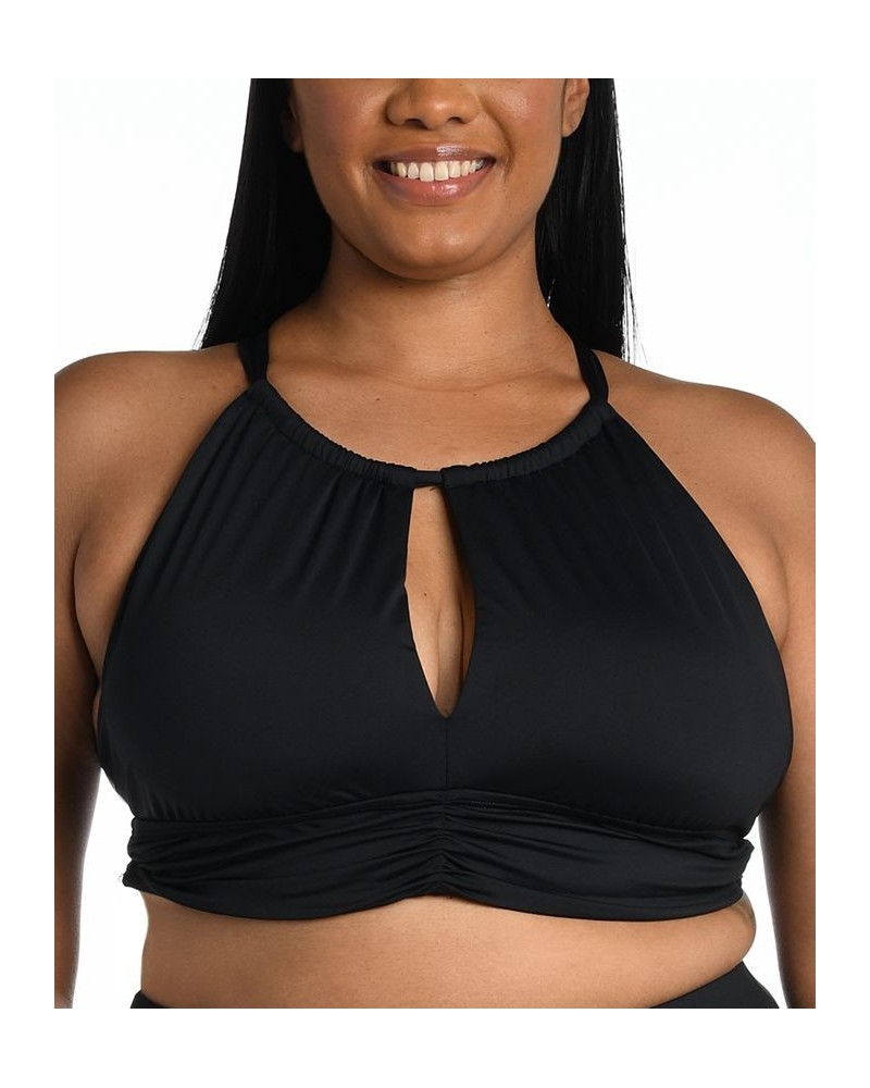 Plus Size Keyhole-Cutout Swim Top Black $45.76 Swimsuits