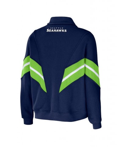 Women's College Navy Seattle Seahawks Plus Size Yarn Dye Stripe Full-Zip Jacket Navy $33.62 Jackets