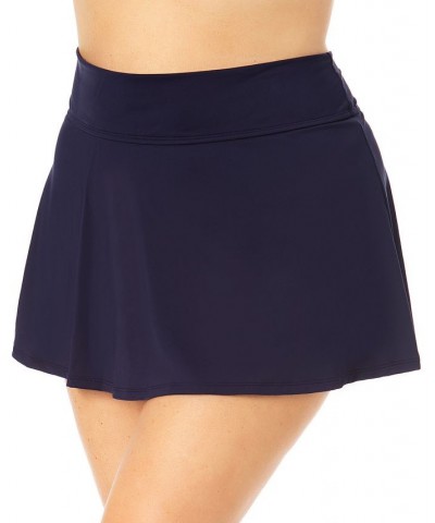 Plus Size Twisted Tankini Top & Banded Swim Skirt Navy Blue $31.62 Swimsuits