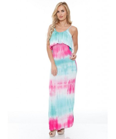 Women's Kaleatie Dye Overlay Maxi Dress Blue $37.44 Dresses