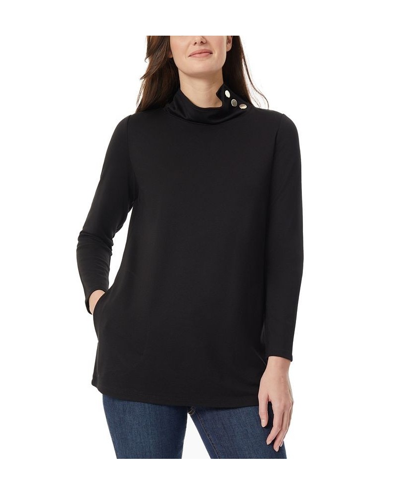 Women's Serenity Knit Mock Neck Tunic Top Jones Black $22.12 Tops