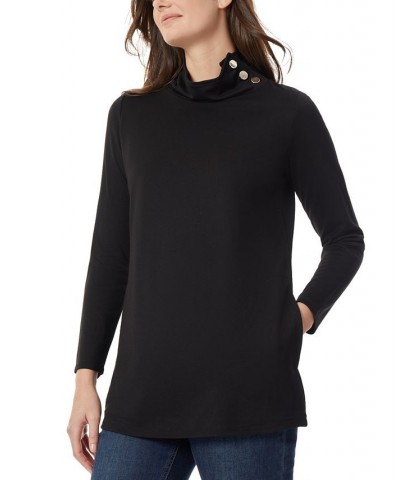 Women's Serenity Knit Mock Neck Tunic Top Jones Black $22.12 Tops