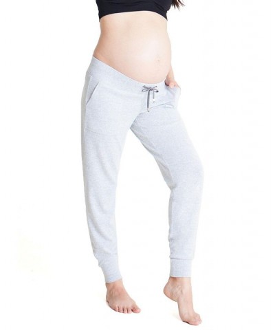 Women's Maternity Flutter Sleeve Tiered Dress Light Heather Grey $48.40 Pants
