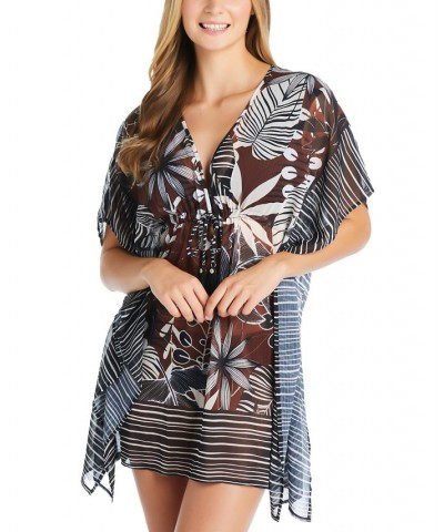 Women's Bold Moves Chiffon Caftan Cover-Up Mahogany $50.35 Swimsuits