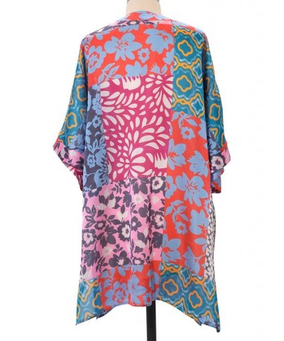 Women's Lightweight Patchwork Printed Duster Kimono Mutli $24.36 Tops