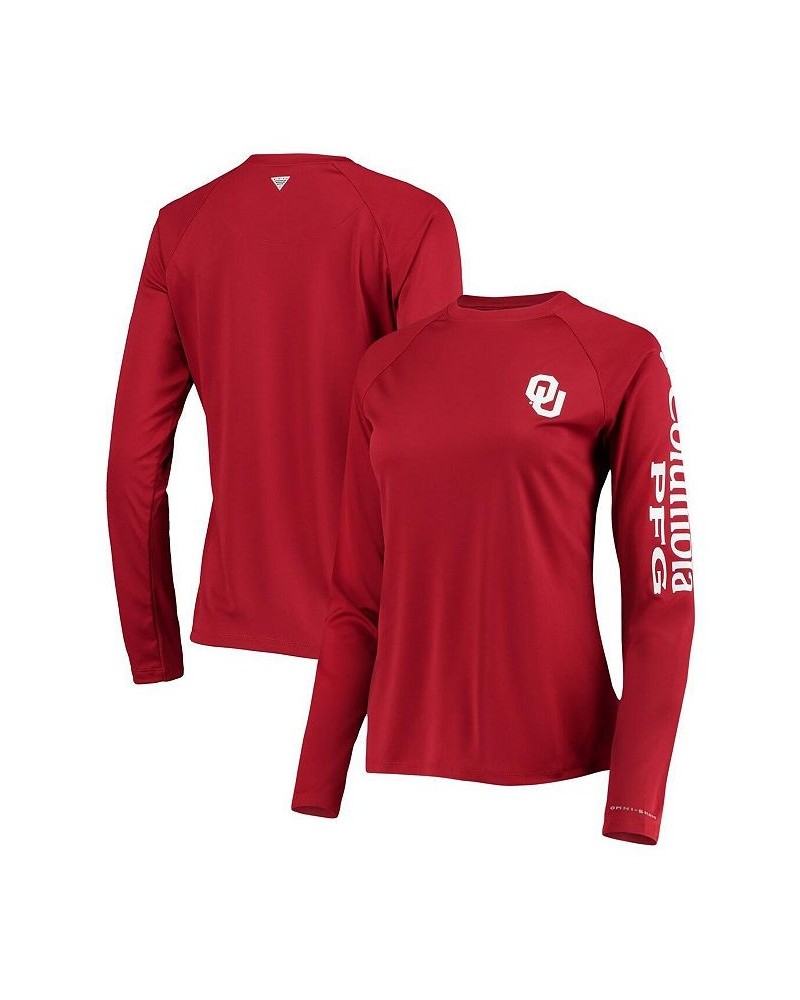 Women's Crimson Oklahoma Sooners PFG Tidal Long Sleeve T-shirt Crimson $20.50 Tops