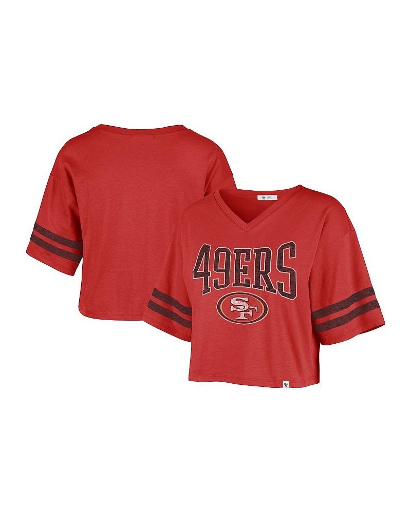 Women's Scarlet San Francisco 49ers Fanfare Sport V-Neck Crop Top Scarlet $31.19 Tops