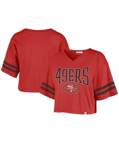 Women's Scarlet San Francisco 49ers Fanfare Sport V-Neck Crop Top Scarlet $31.19 Tops