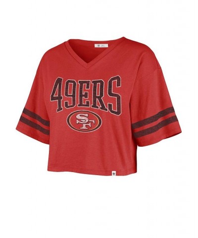 Women's Scarlet San Francisco 49ers Fanfare Sport V-Neck Crop Top Scarlet $31.19 Tops