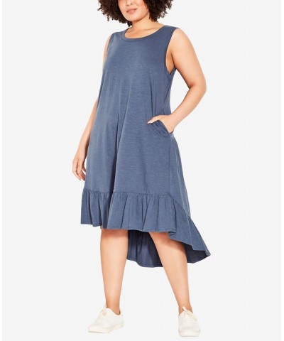 Plus Size Evie Ruffle Plain Dress Gray $26.59 Dresses