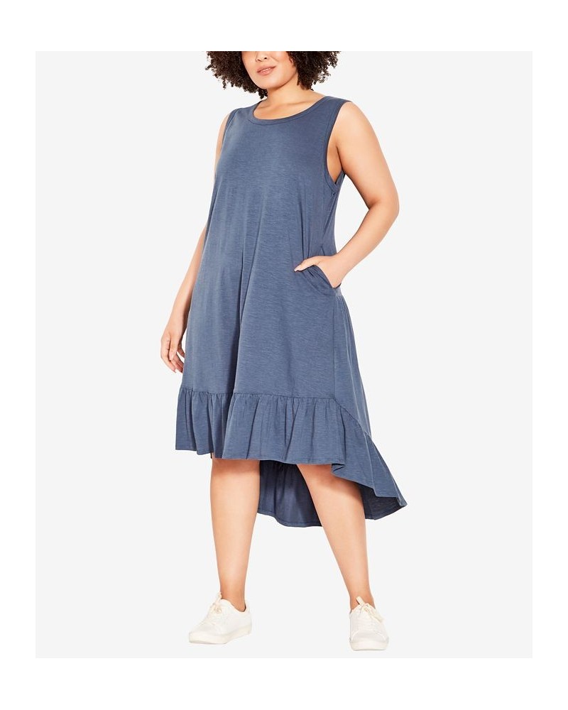 Plus Size Evie Ruffle Plain Dress Gray $26.59 Dresses