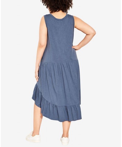 Plus Size Evie Ruffle Plain Dress Gray $26.59 Dresses