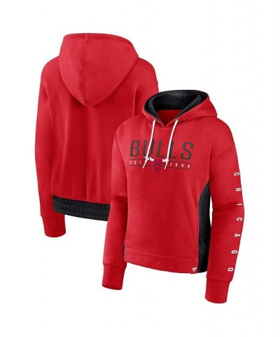 Women's Branded Red Chicago Bulls Iconic Halftime Colorblock Pullover Hoodie Red $41.24 Sweatshirts