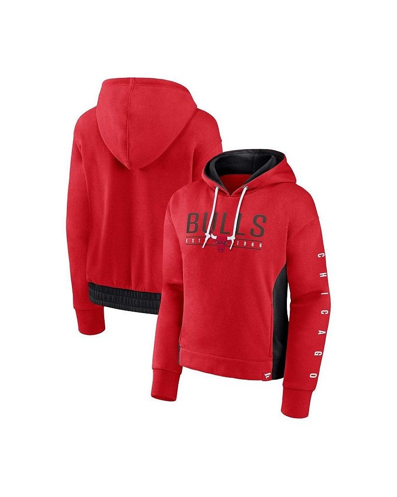 Women's Branded Red Chicago Bulls Iconic Halftime Colorblock Pullover Hoodie Red $41.24 Sweatshirts