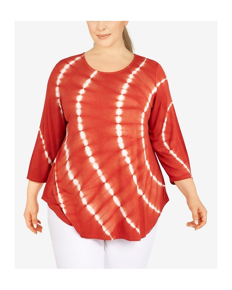 Plus Size Fresh Tie Dye Top Cinnabar $22.19 Tops