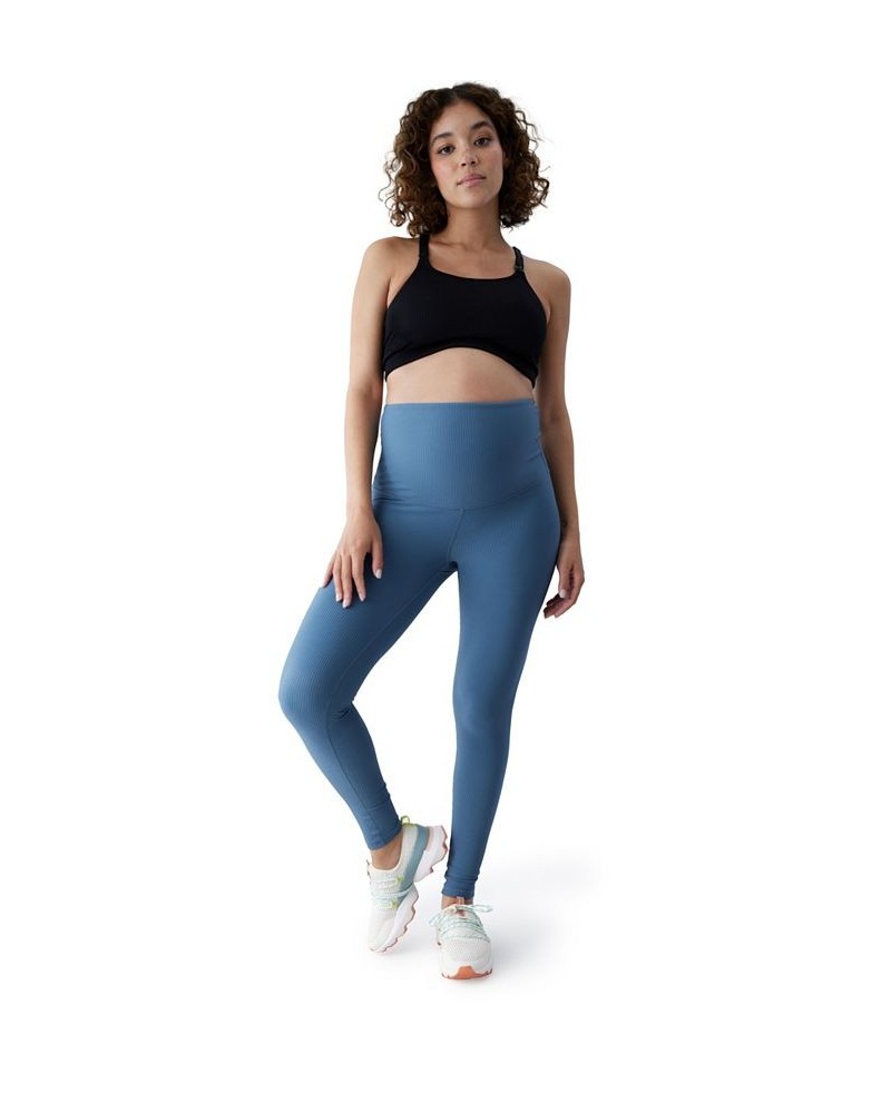 Women's Maternity Ribbed Active Legging Dusty Blue $40.18 Pants