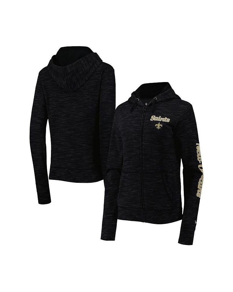 Women's Black New Orleans Saints Reverse Space-Dye Full-Zip Hoodie Black $33.81 Sweatshirts