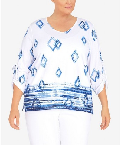 Plus Size Geometric Border Top Multi $39.69 Tops