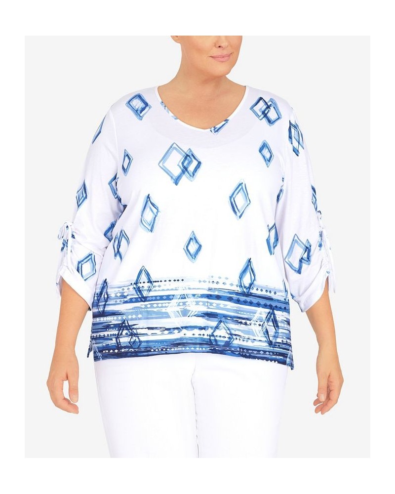 Plus Size Geometric Border Top Multi $39.69 Tops