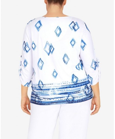 Plus Size Geometric Border Top Multi $39.69 Tops