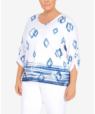 Plus Size Geometric Border Top Multi $39.69 Tops