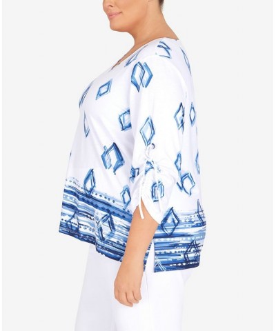 Plus Size Geometric Border Top Multi $39.69 Tops