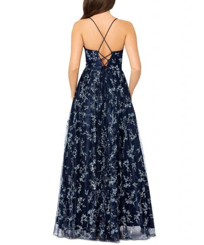 Juniors' Embroidered Ball Gown Navy/periwinkle $119.97 Dresses