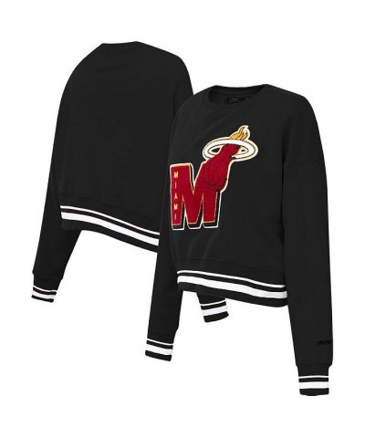 Women's Black Miami Heat Mash Up Pullover Sweatshirt Black $45.04 Sweatshirts
