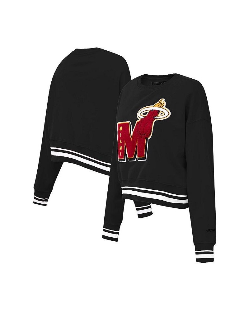 Women's Black Miami Heat Mash Up Pullover Sweatshirt Black $45.04 Sweatshirts