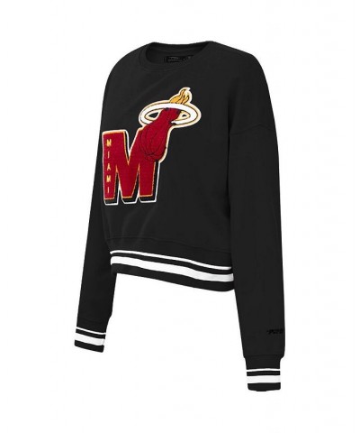 Women's Black Miami Heat Mash Up Pullover Sweatshirt Black $45.04 Sweatshirts