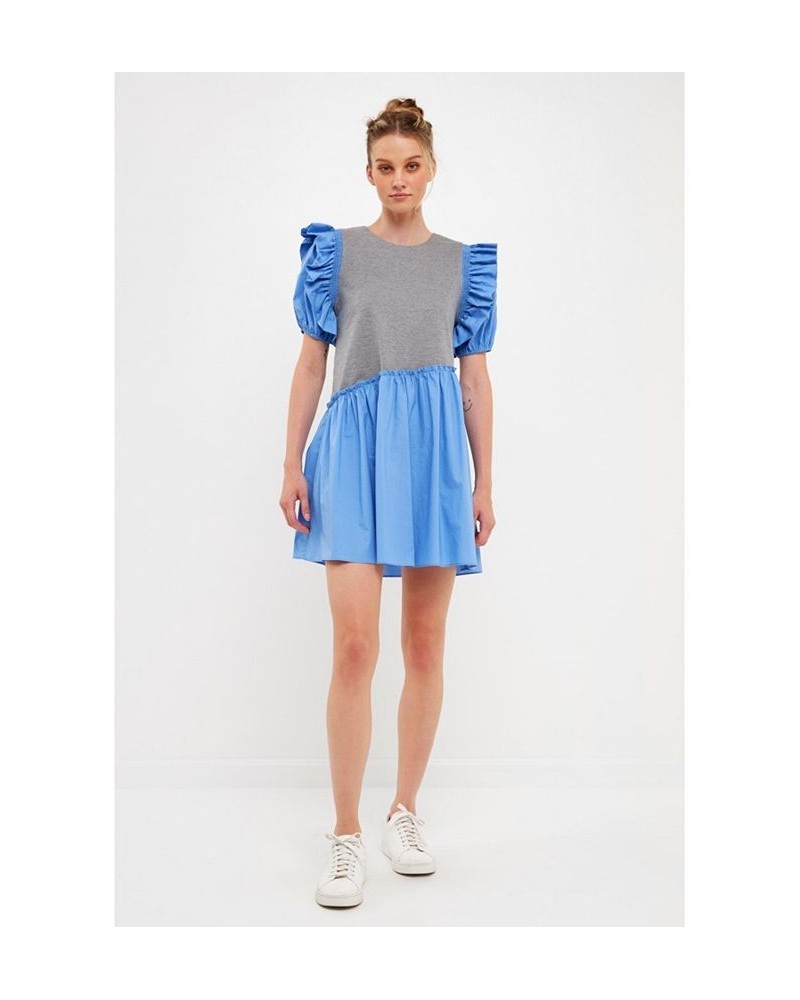 Women's Asymmetrical Mini Dress Grey/blue $45.10 Dresses