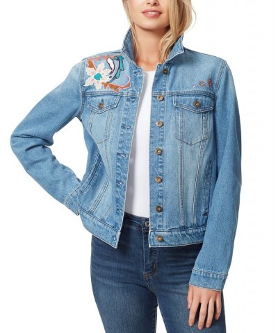 Women's Cotton Reagan Relaxed Denim Jacket Blue $25.79 Jackets