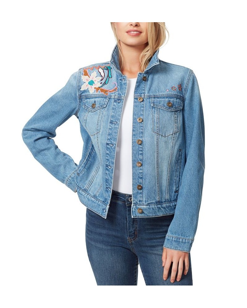 Women's Cotton Reagan Relaxed Denim Jacket Blue $25.79 Jackets