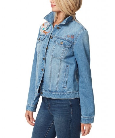 Women's Cotton Reagan Relaxed Denim Jacket Blue $25.79 Jackets